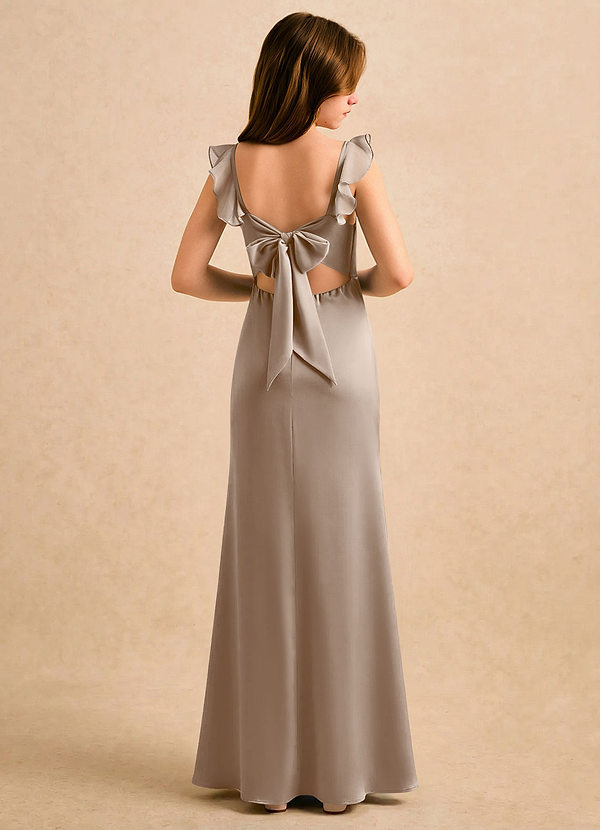 Novalie Girls Formal Flower Girl Dresses Taupe Mermaid Bow Stretch Satin Dress image1