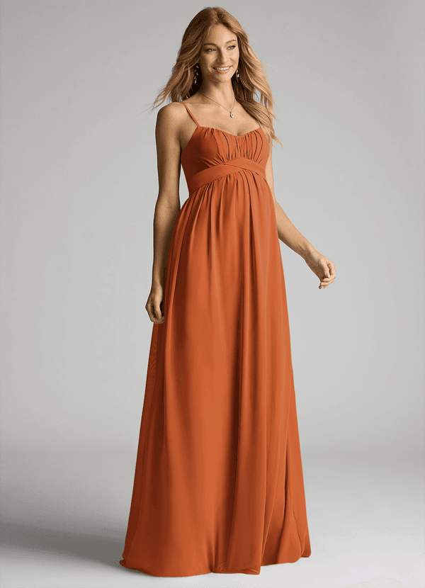 Azazie Llana Maternity Bridesmaid Dresses A-Line Chiffon Floor-Length Dress image1