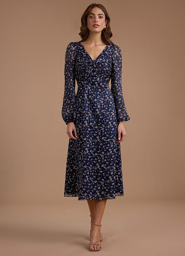 Edith Floral Gingham Midi Dress image1
