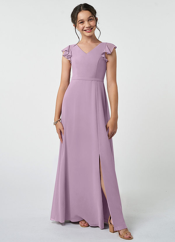 Azazie Claudine Junior Wisteria A-Line Pleated Chiffon Dress image1