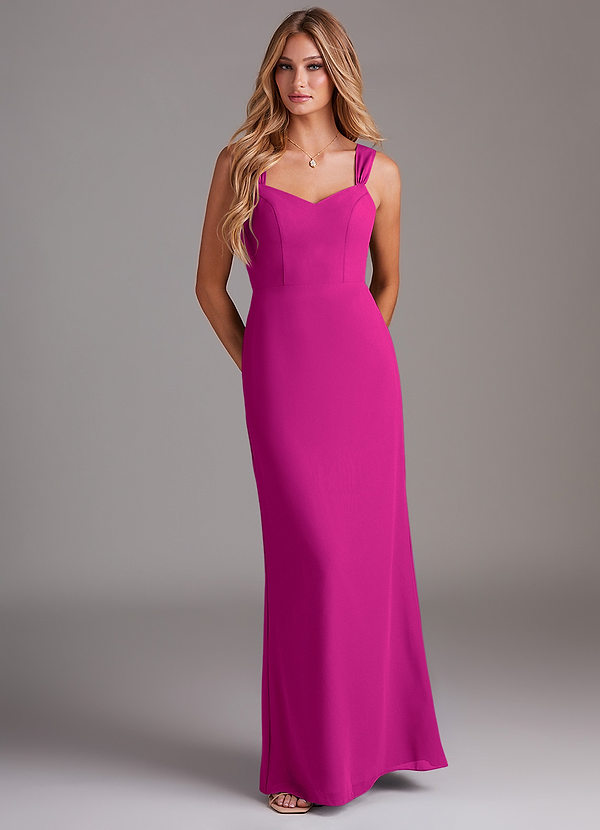Azazie Denice Vestidos de dama de honor Vestido de Fucsia de Gasa de Recto con Plisado image1