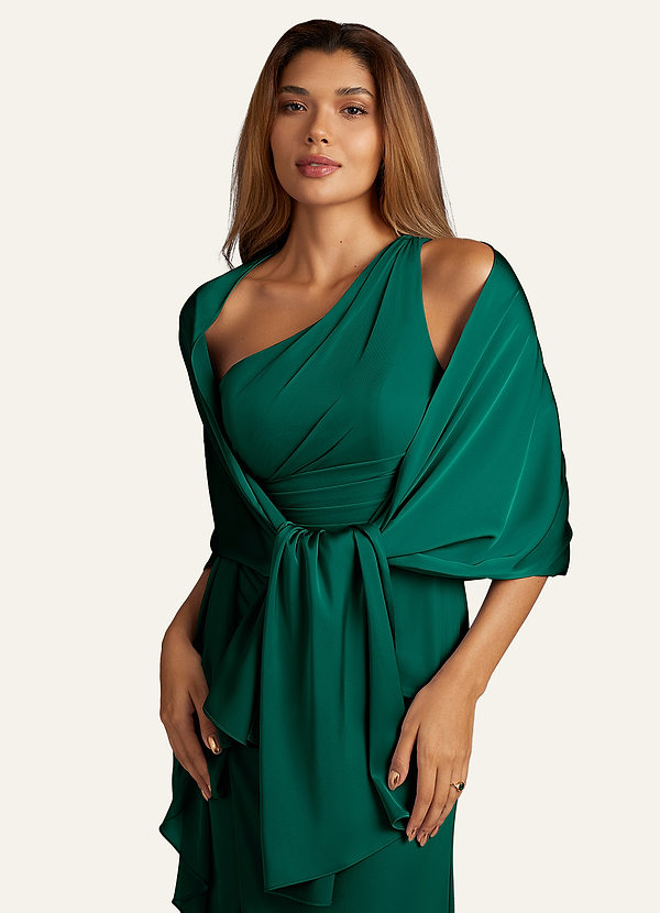 front Azazie Chal De Satén Elástico Aleena En Colores A Juego