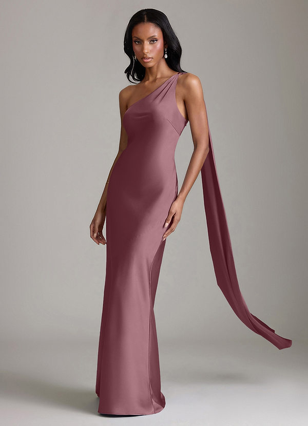 Azazie Juniper Brudtärneklänningar Klänning av Sjöjungfru i Stretch Satin One-shoulder Ametist image1