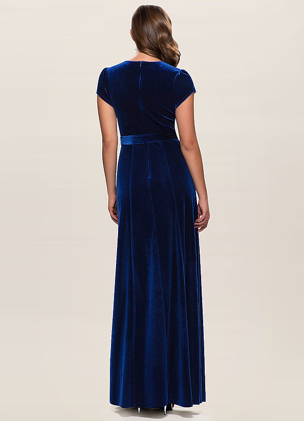 Blush Mark Dreaming Of You Navy Blue Velvet Maxi Dress Dresses Azazie