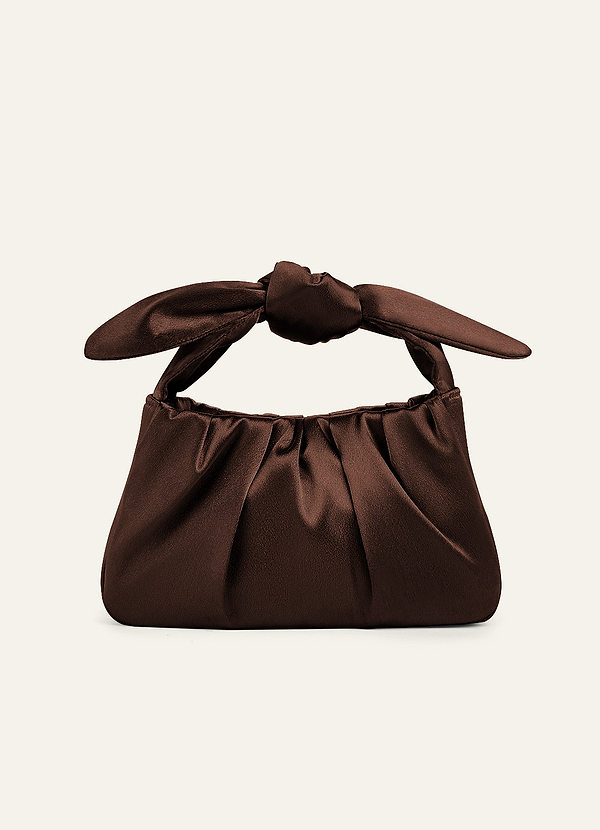 front 매칭 컬러 메탈릭 새틴 매듭 손잡이 핸드백