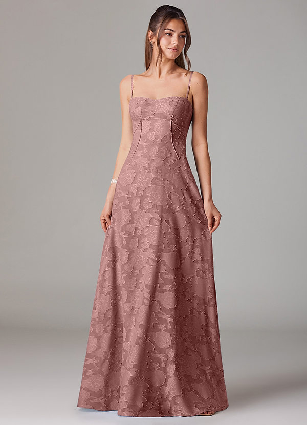 Azazie Valentine Bridesmaid Dresses Dusty Rose A-Line Sweetheart Neckline Floral Burnout Dress image1