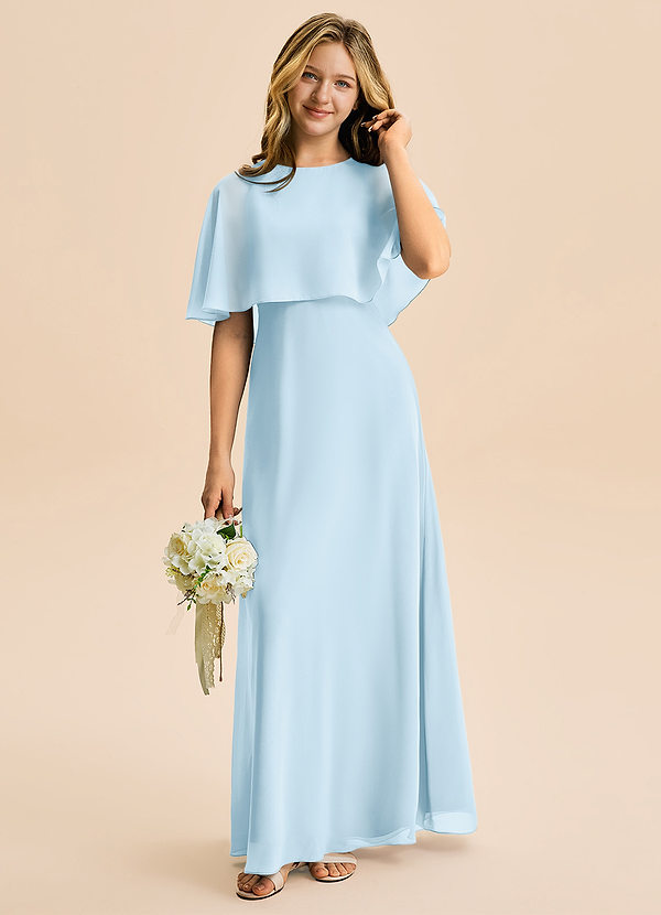 Azazie Maris Junior Abito A-Line in Chiffon Azzurro image1