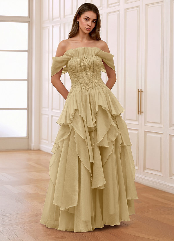Lilibethanne Gold Tulle Ruffles Wedding Guest image1