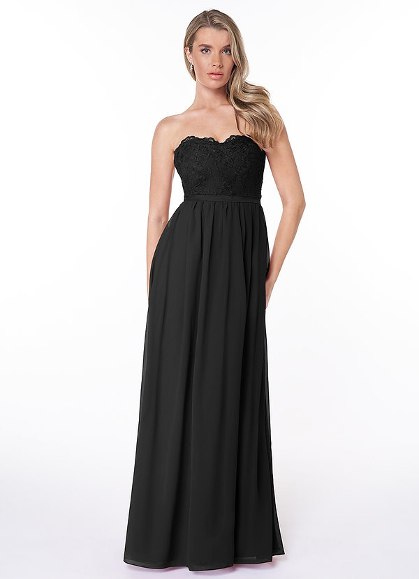 Azazie Celea Bridesmaid Dresses A-Line Lace Chiffon Floor-Length Dress image1