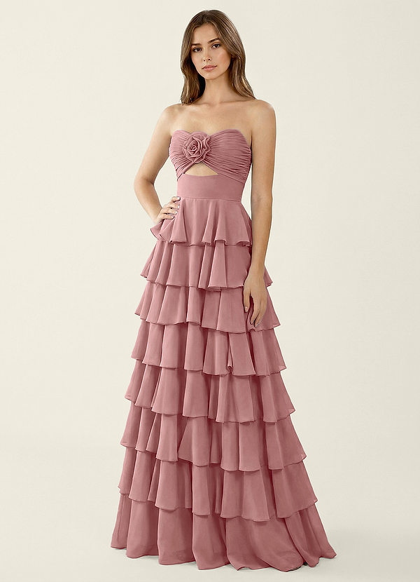 Serafina Light Pink Chiffon Ruffled A-line Prom Dress image1