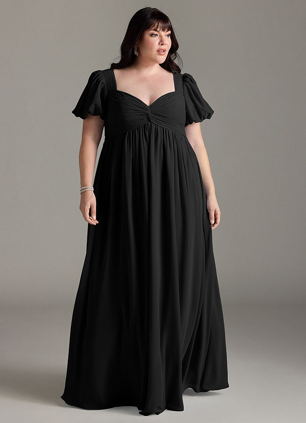 Azazie Madisynn Maternity Bridesmaid Dresses Bow Chiffon Floor-Length Dress image1