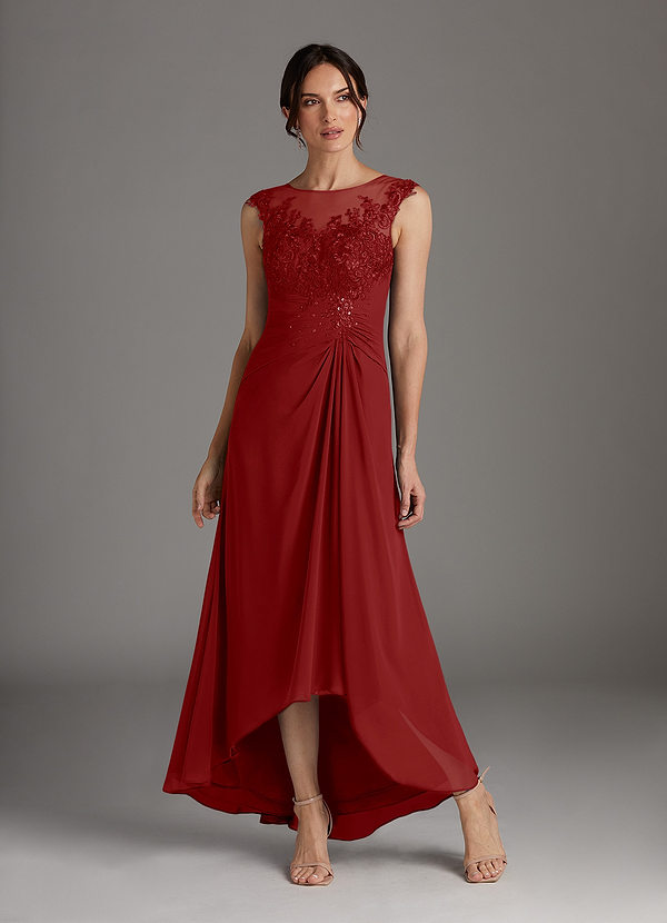 Azazie Endora Mother of the Brides Dresses Rust A-Line Scoop Lace Chiffon Dress image1