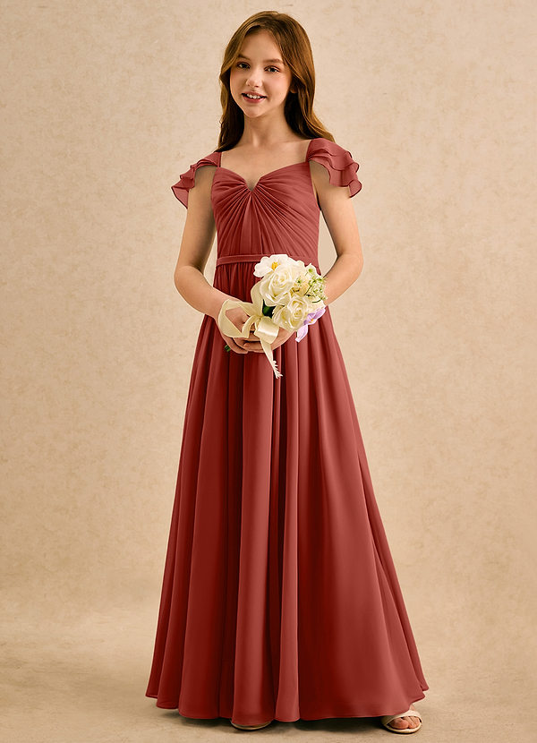 Azazie Meimei Girls Formal Klänningar för brudeflicka Klä A-Line i Chiffong Plisserad image1