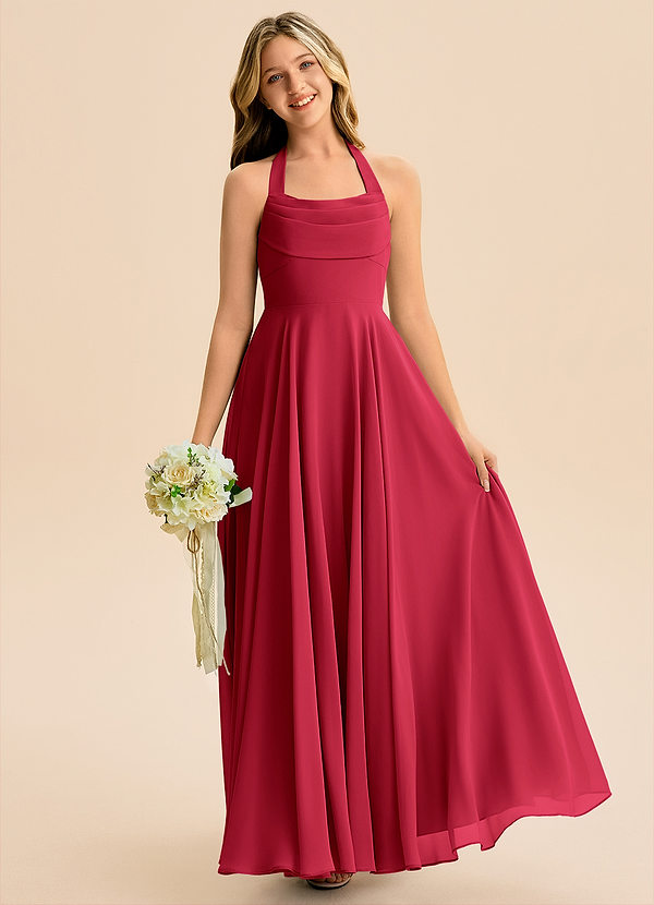 Azazie Kady Junior Scarlet A-Line Sweetheart Neckline Chiffon Dress image1