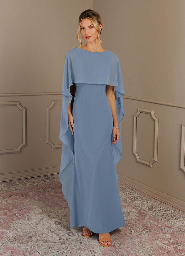 Azazie Dion Mother of the Brides Dresses Dusty Blue Sheath Scoop Stretch Crepe Dress image1