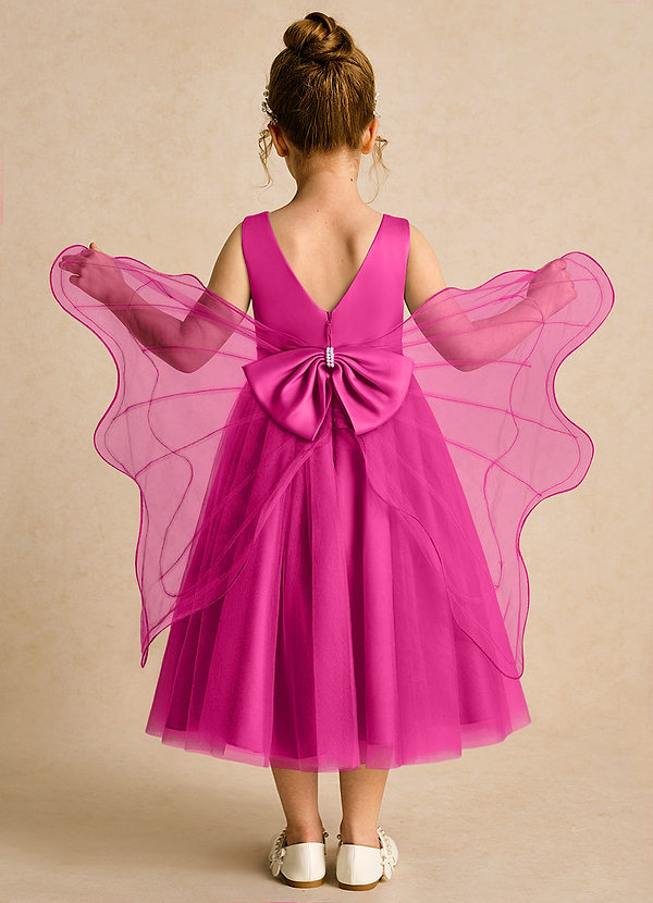 Azazie Pear Vestidos de Niña de Flores Vestido de Fucsia de Tul de Princesa con Lazo image1