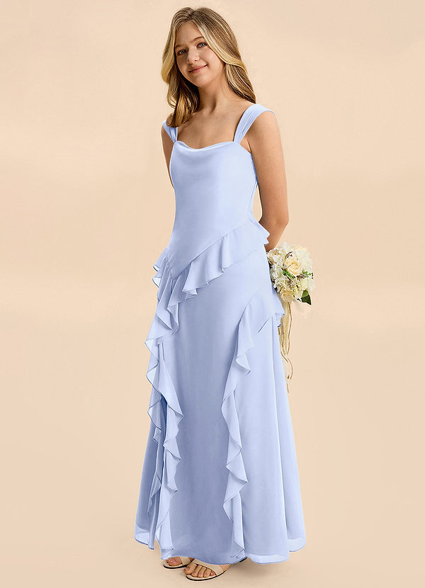 Azazie Sloane Junior A-Linie Herzausschnitt Chiffon Kleid Eis image1