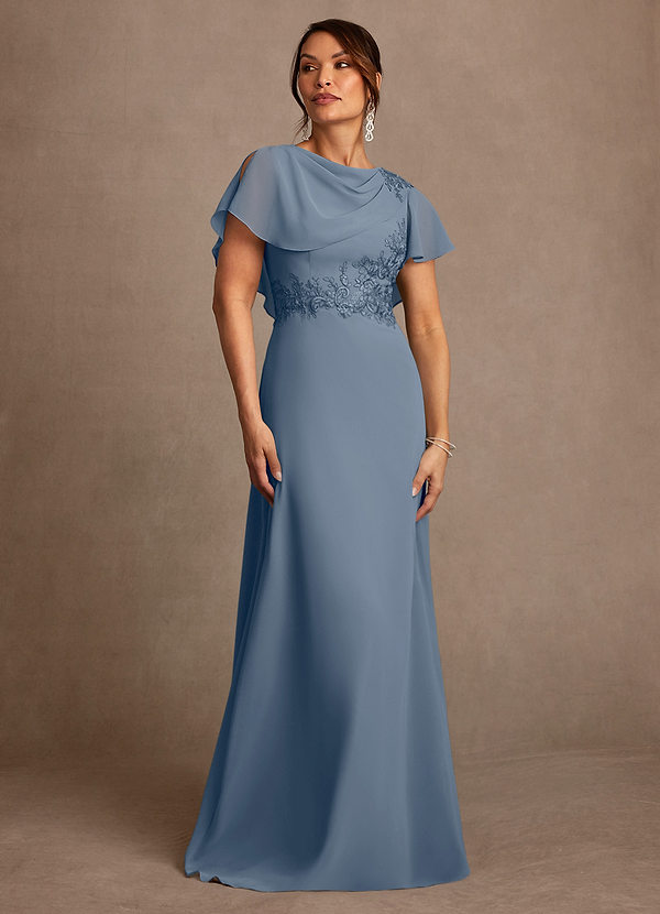 Azazie Frieda Vestidos para Mãe da Noiva Vestido Crepúsculo de Chiffon de Linha A com Apliques image1