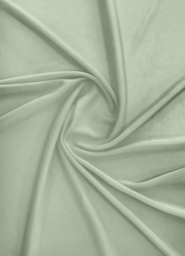 front Azazie Dusty Sage Stretch Mesh Fabric By the Yard