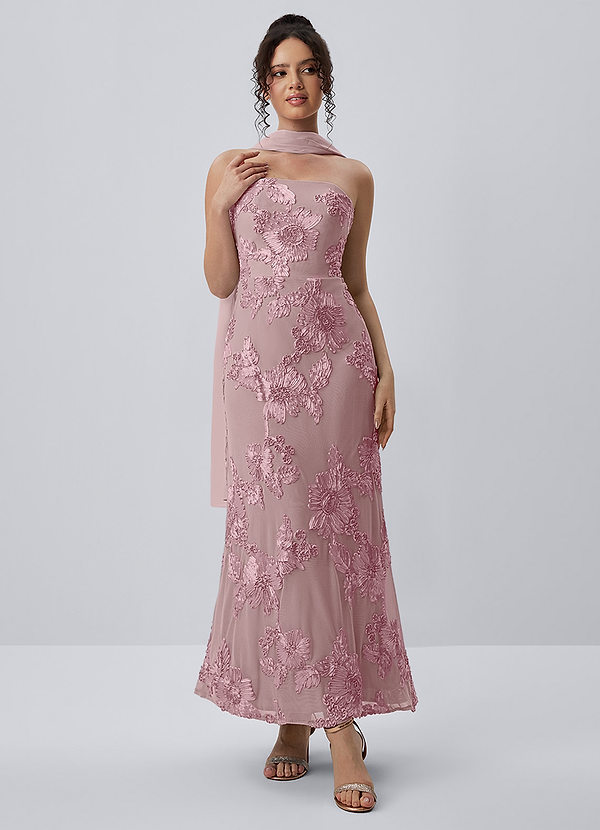 Esperanza Dusty Lilac Strapless 3D Floral Applique Maxi Dress image1