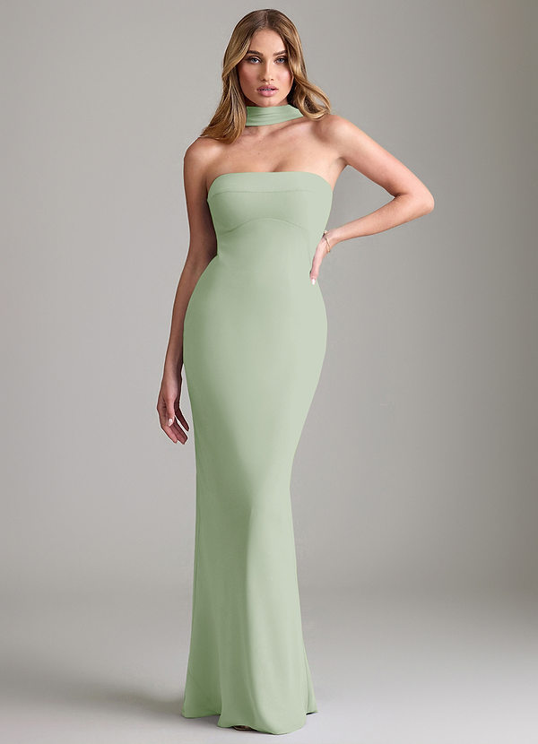 Azazie Lusinda Suknie dla druhen Syrena Zza ramienia Szyfon Do ziemi Sukienka image1