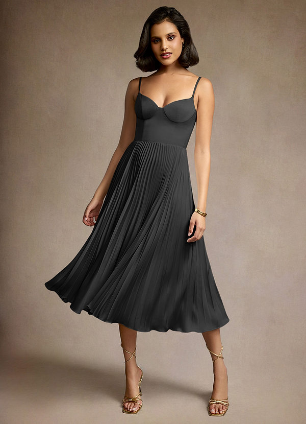 Dulcie Black Pleated Midi Dress image1