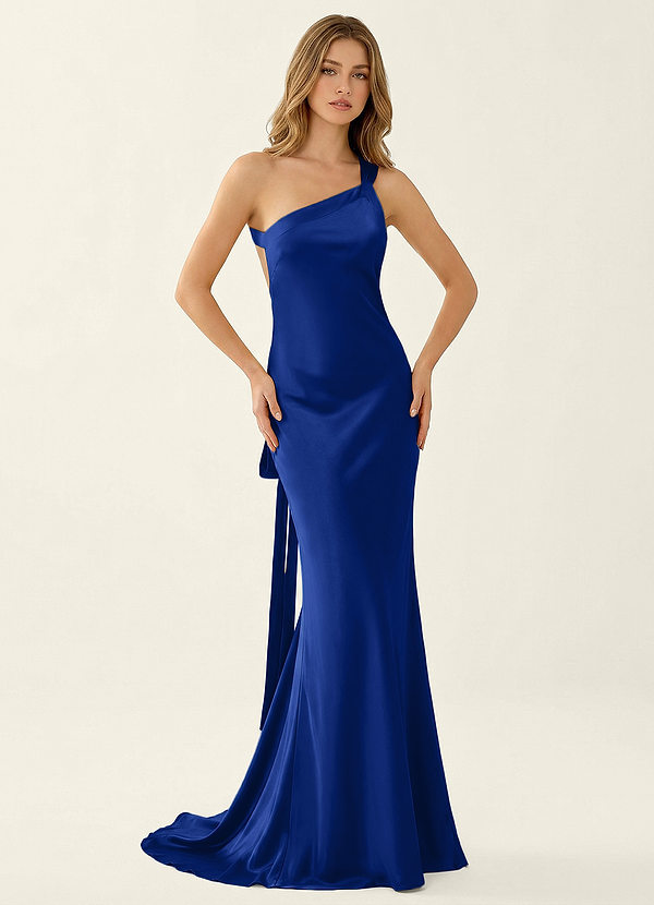 Persephone Azul Real Vestido de fiesta de satén image1