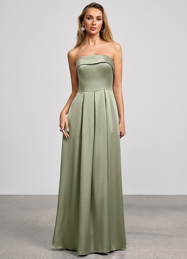 Isolde Dusty Sage Luminous Satin Maxi Dress image1