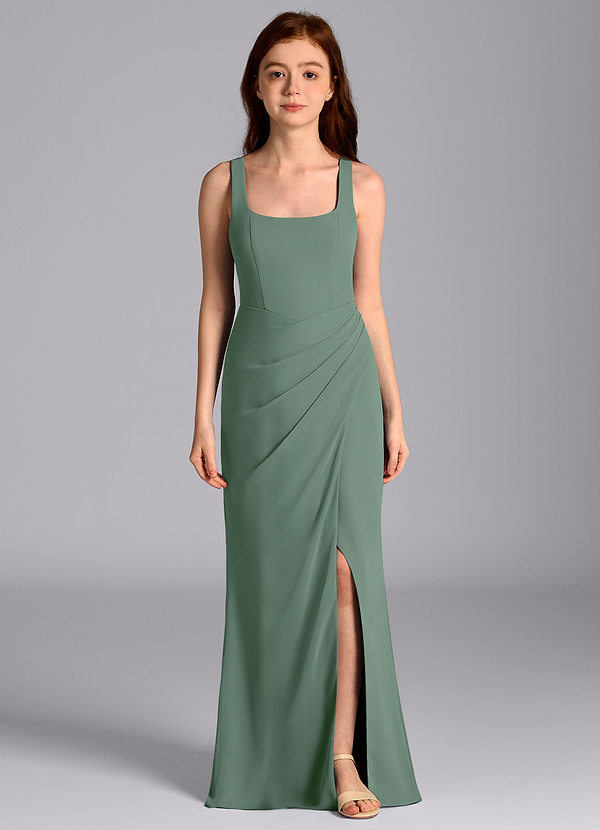 Mero Junior Vestido Eucalipto de Gasa de Corte Sirena con Plisado image1