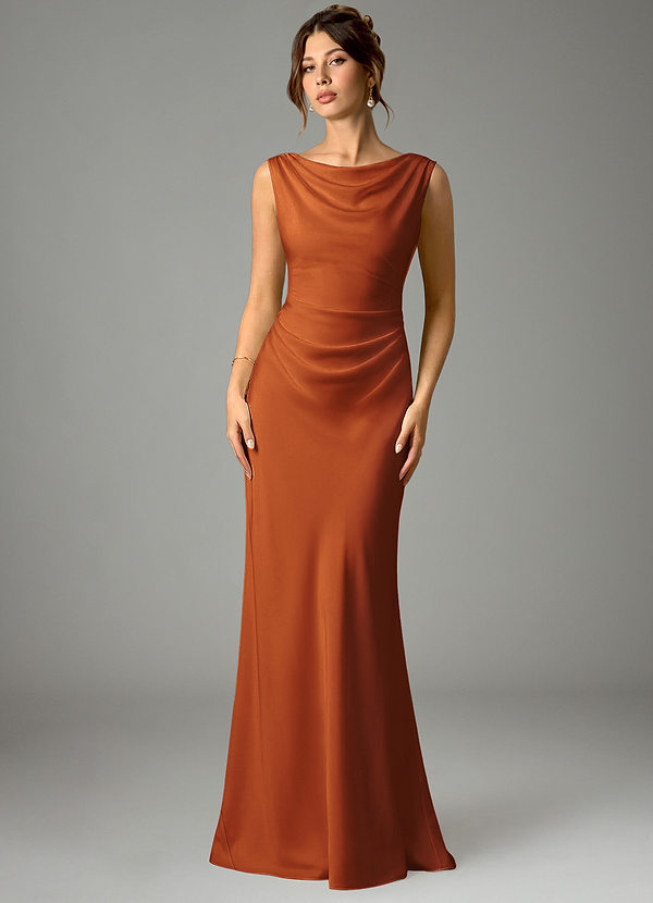 Kieryn Bridesmaid Dresses Cinnamon Mermaid Pleated Stretch Satin Dress image1