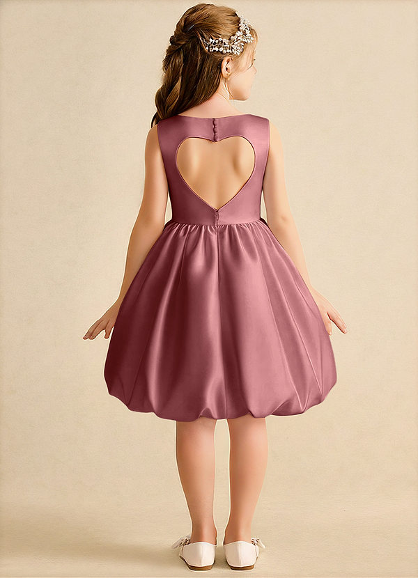 Azazie Nirvana Flower Girl Dresses Amethyst Ball-Gown Ruched Matte Satin Dress image1