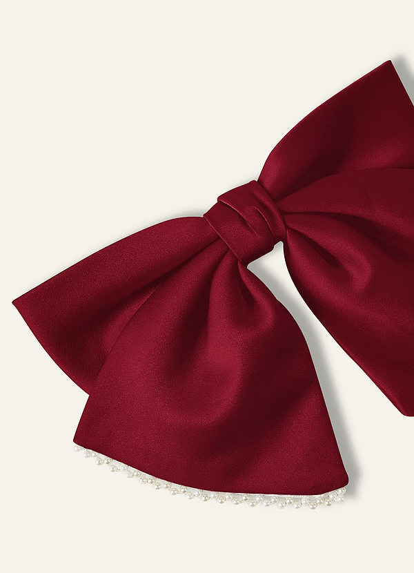 front Hårspänne i satinpärl med rosett i matchande färg