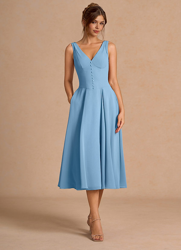 Delyla Steel Blue Button-up Midi Dress image1