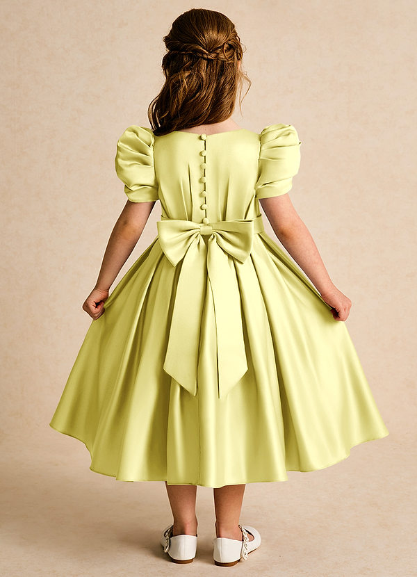 Azazie Miriam Blumenkinder Kleider Ballkleid Plissee Matte Satin Kleid Zitronensorbet image1