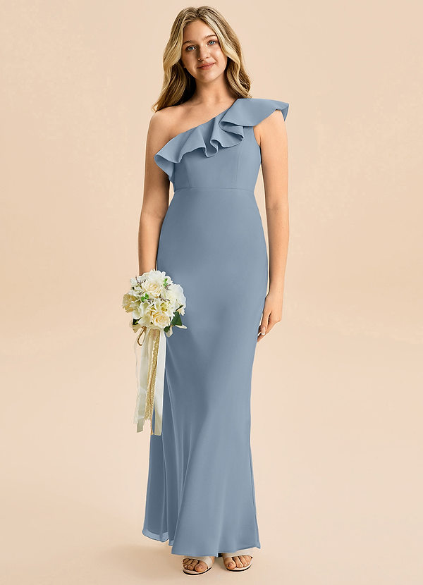 Azazie Alissa Junior Klä av A-Line i Chiffong Rynkad image1