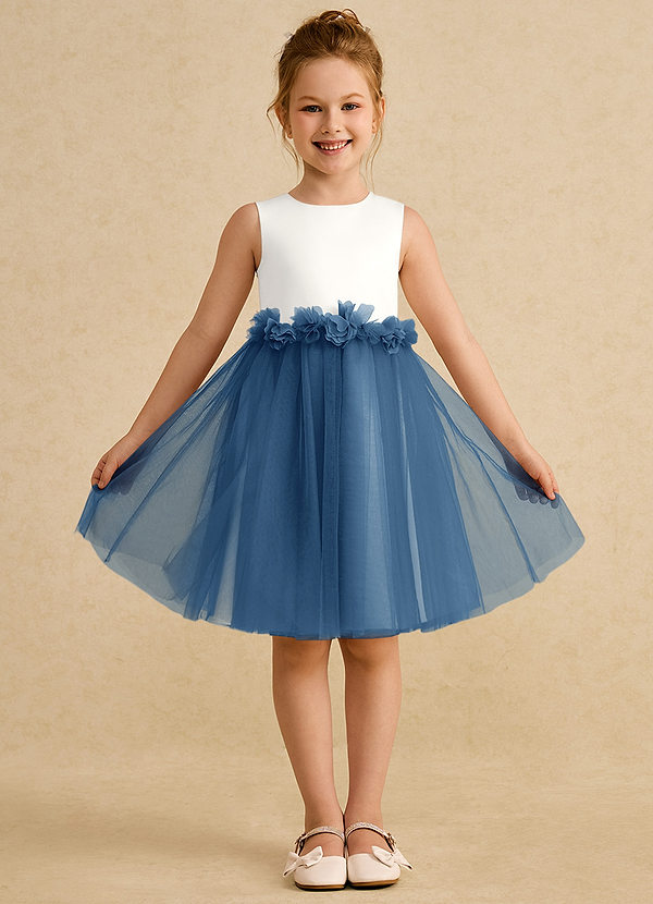 Azazie Louisa Flower Girl Dresses Ivory Twilight A-Line Sleeveless Tulle Dress image1