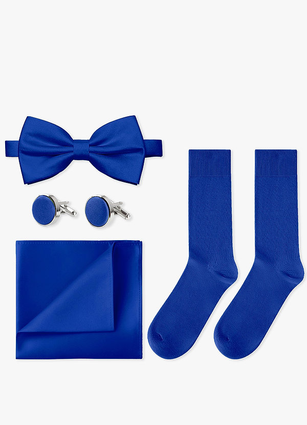 front Conjunto de pajarita, pañuelo de bolsillo, gemelos y calcetines a juego
