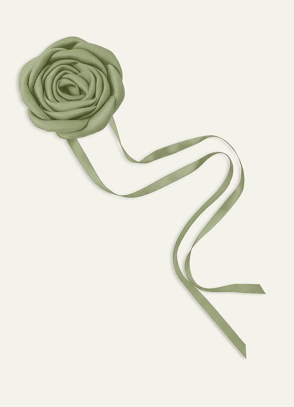 front Matching Color Matte Satin Rose Flower Rope Necklace