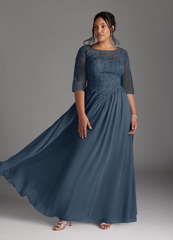 Azazie Mirielle Mother of the Brides Dresses Neptune A-Line Scoop Lace Chiffon Dress image1