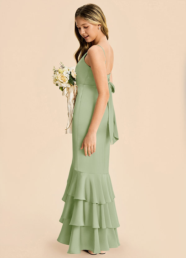 Azazie Fay Junior Dusty Sage Mermaid Ruched Stretch Satin Dress image1