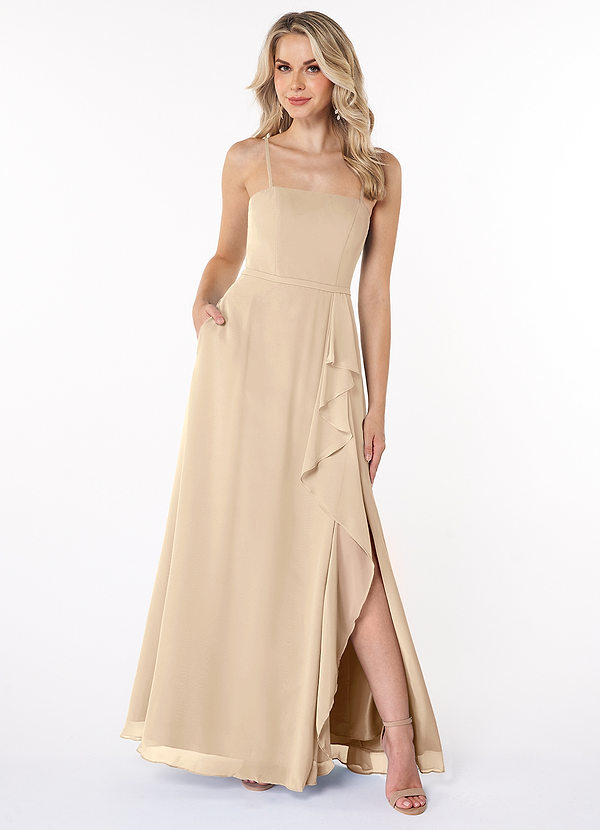 Azazie Kaylee Bridesmaid Dresses A-Line Ruched Chiffon Floor-Length Dress image1