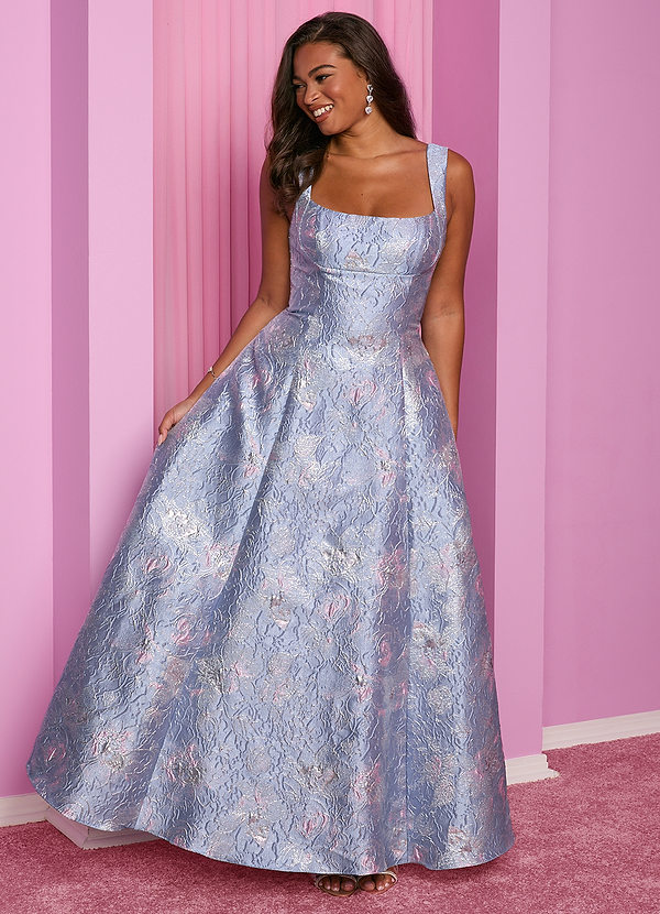 Barbie™ ❤ AZAZIE 4012 Metallinhohtoinen brokadikuvioinen A-linjainen mekko image1
