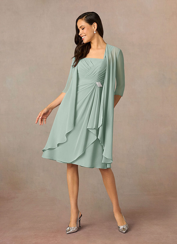 Olivia Mother of the Brides Dresses Agave A-Line Square Neckline Pleated Chiffon Dress image1