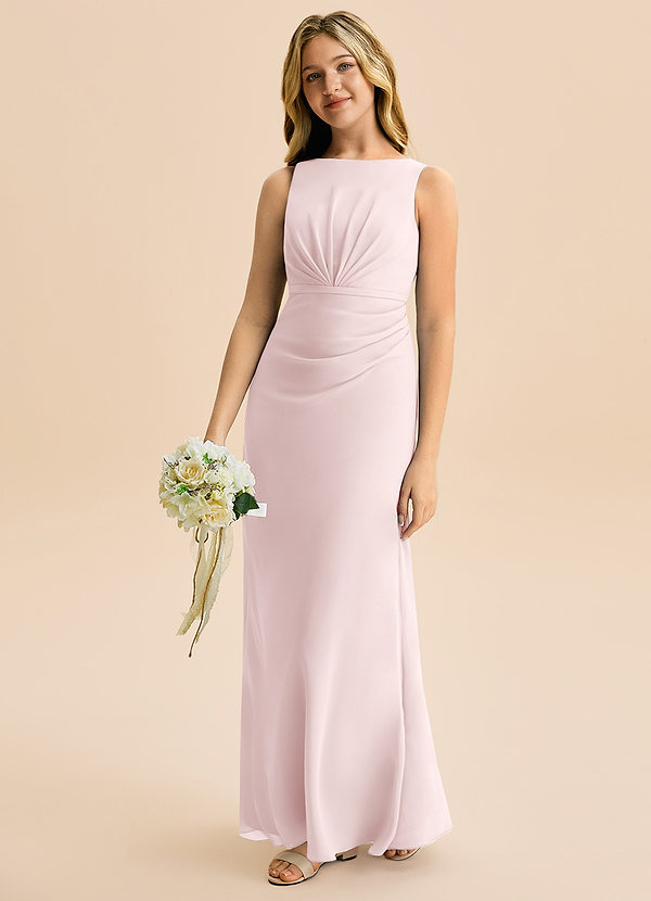 Azazie Floris Junior Linia A Pofałdowany Szyfon Długość podłogi Młodsza druhna Sukienka image1