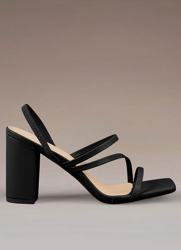 Black Strappy Block Heeled Sandals Azazie CA