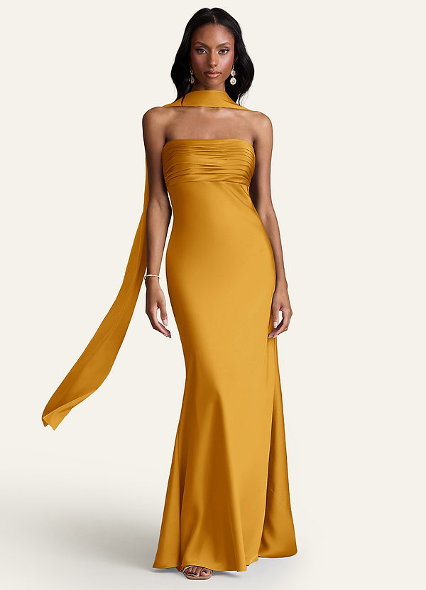 front Azazie Dopasowany kolor, elastyczny szalik satynowy