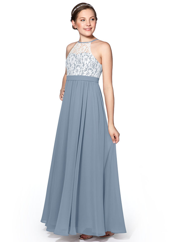 dusty blue junior bridesmaid dress