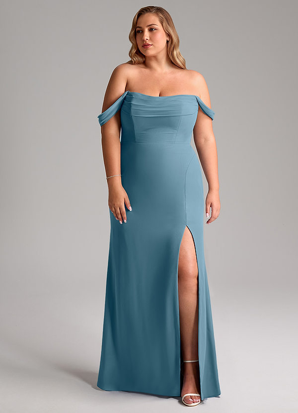 Azazie Saige Bridesmaid Dresses Bermuda A-Line Off the Shoulder Chiffon Convertible Dress image1