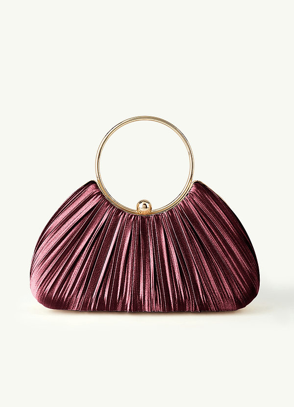 front Farblich passende Handtasche aus Metallic-Satin mit Plissee