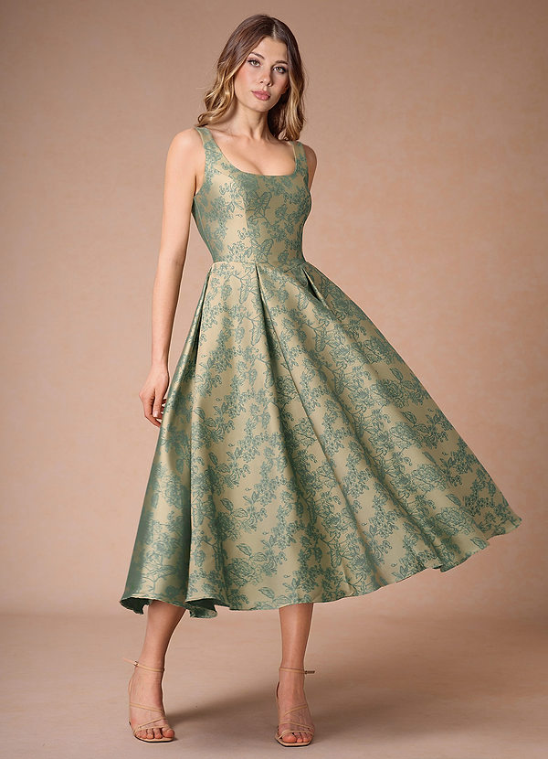 Vestido Platino Verde Azulado Midi Inès image1